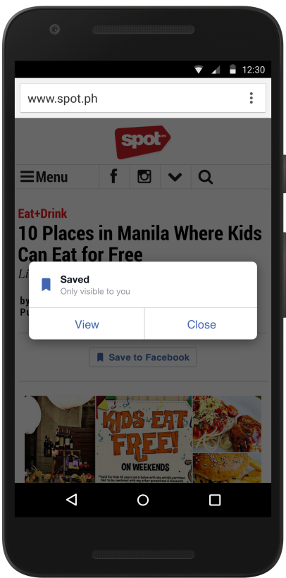 Saved confirmation message
