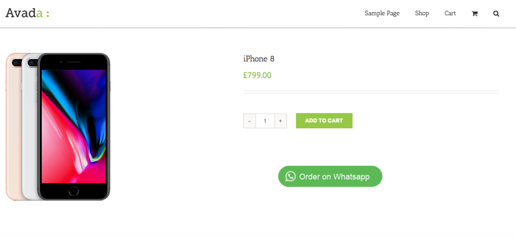 order on WhatsApp button on the products page