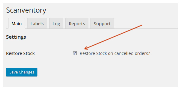 restore stock on cancelled orders