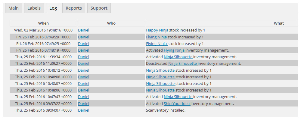 inventory logs