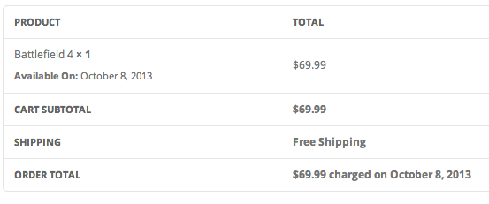 Pre-order charged on release