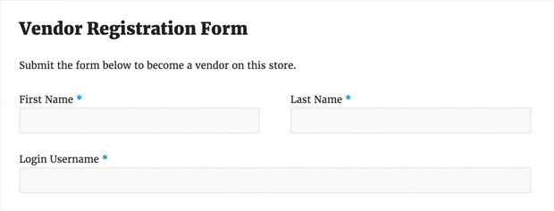 Vendor registration form