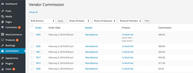 Intuitive Commission List Management
