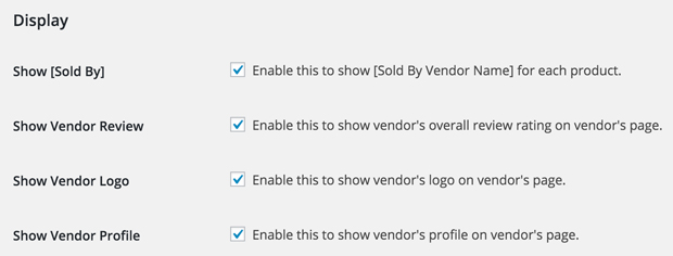 Selectively show vendor information