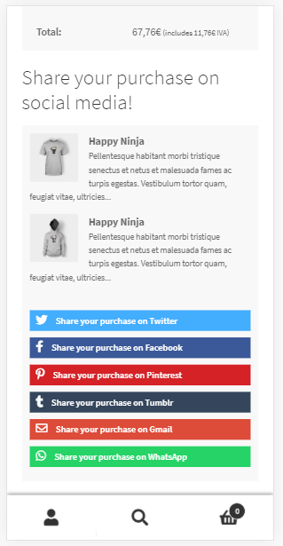 mobile version of social media share